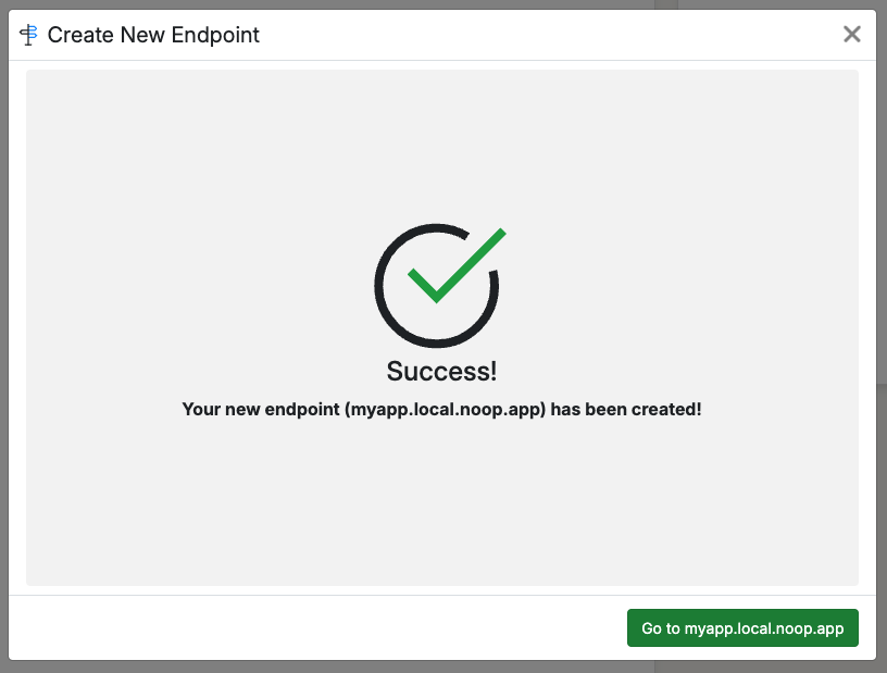 Create endpoint form filled in with required config