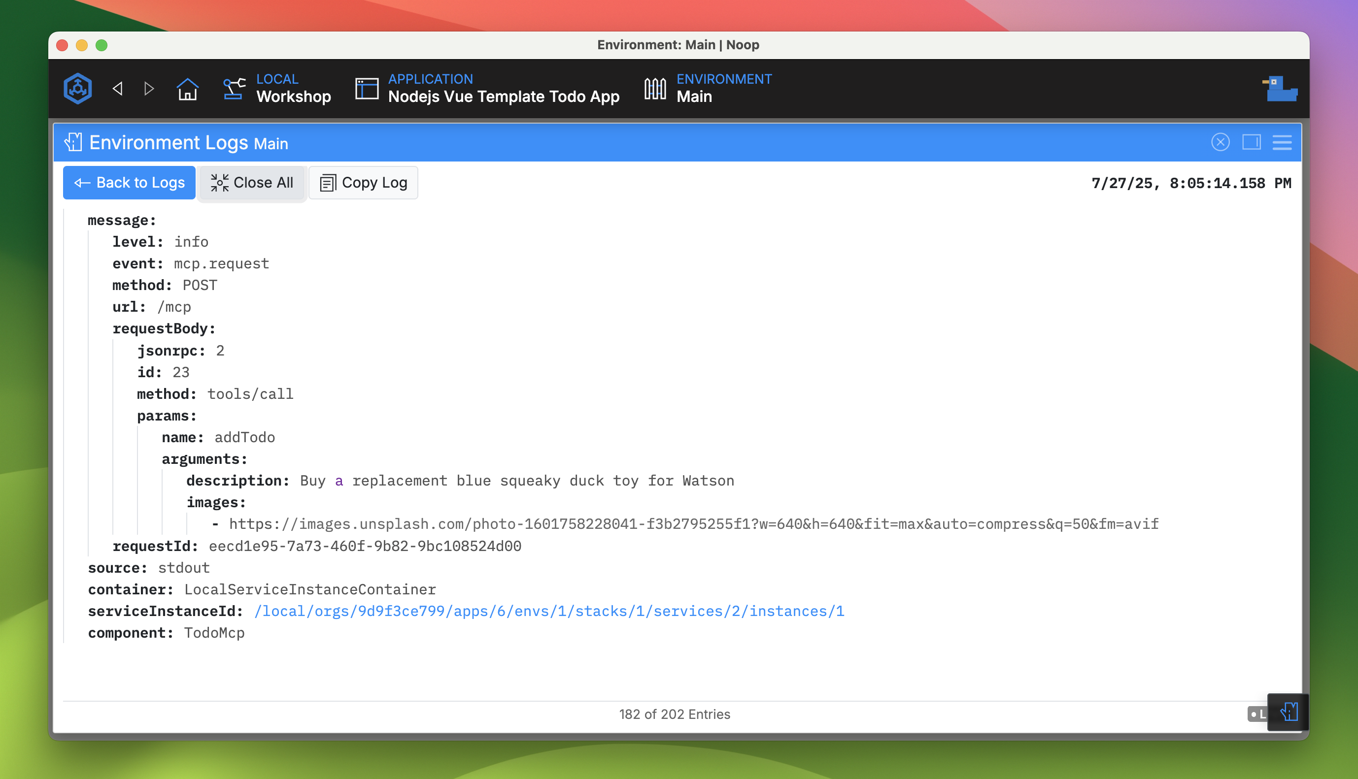 MCP Server log output